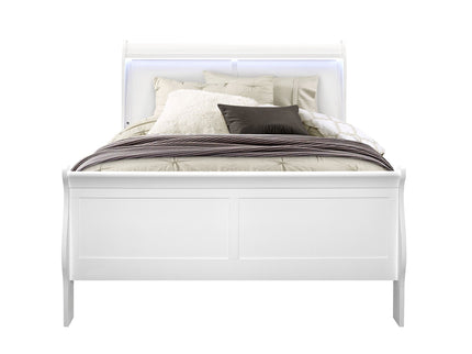 Charlston - Modern Sleigh Design Bed With LED