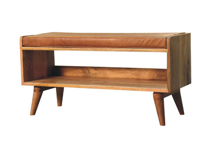 Solid Wood Bench With Upholstered Sea