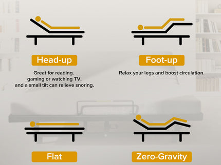 Adjustable Bed Base Frame With Wireless Remote, 4 USB Ports, Under Bed Nightlights, Zero Gravity