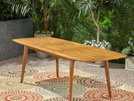 Placidity - Outdoor Expandable Dining Table With Slatted Tabletop And Tapered Legs