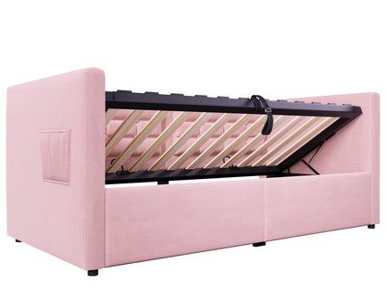 Upholstered Daybed With Hydraulic Storage And USB / Type - C Charging