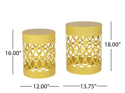 Outdoor Metal S/2 End Table