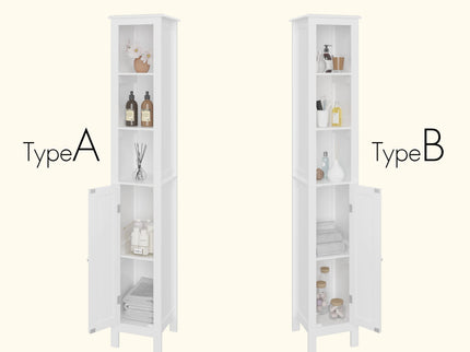 Slim Tall Bathroom Storage Cabinet With Adjustable Shelves, Anti Tip Freestanding Cabinet - White