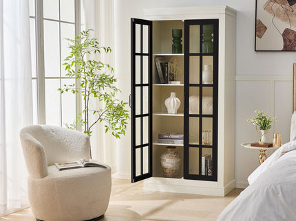 Rustic Style Display Cabinet With Glass Doors For Collectibles