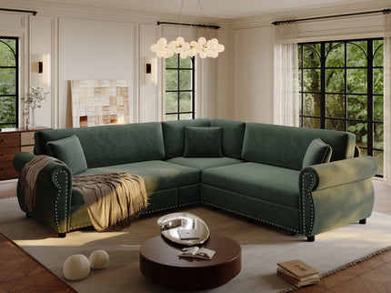 L-Shaped Sofa Couch With Pull-Out Bed