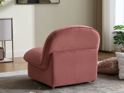 Pumpkin Shaped Swivel Accent Chair, 360 Degree Rotation For Living Room