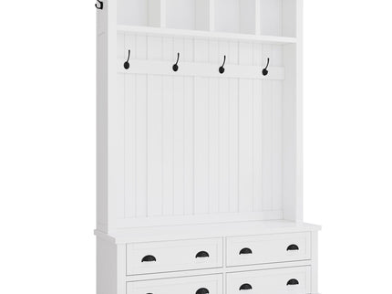 Hall Tree With 4 Drawers, Coat Rack With 6 Hooks