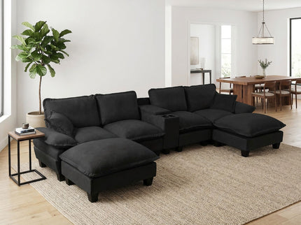 Modular Cloud Couch Sofa With Cup Holders & Storage, USB Port