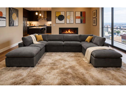 Custom Configuration Modular Sectional & Toss Pillows