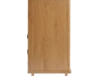 Fluted Coffee Bar Cabinet With Mini Fridge Space & Charging Station - Natural