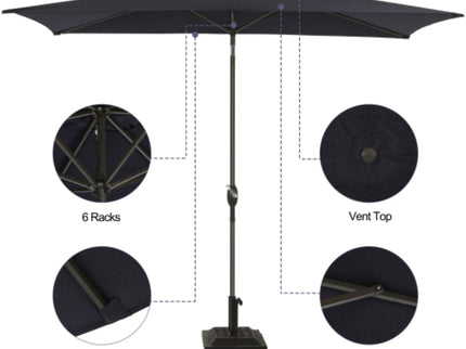 Rectangular Patio Umbrella With Crank Tilt, Polyester UV-Resistant Canopy