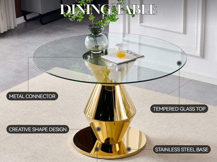 Round Dining Table - Gold