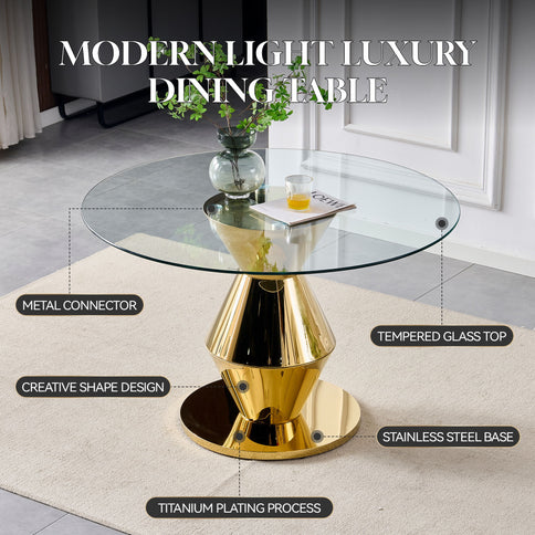 Round Dining Table - Gold