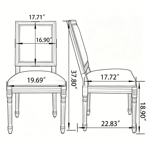 Dining Chairs With Square Back (Set of 2)