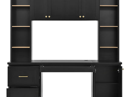 Computer Desk With Hutch, Workstation With Desk Grommet & Keyboard Tray