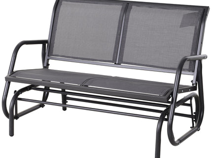 Outsunny - 2 Person Outdoor Glider Bench, Patio Double Swing Rocking Chair Loveseat With Powder Coated Steel Frame For Backyard Garden Porch - Gray