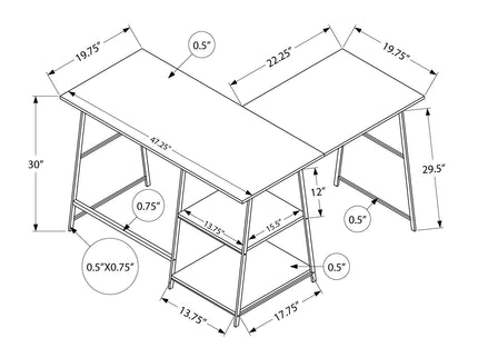 Computer Desk, Home Office, Corner, Storage Shelves, L Shape, Work, Laptop, Contemporary, Modern