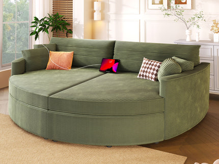 Oversized Double Chaise Lounge Sofa With USB Ports