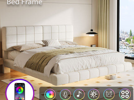 Floating Bed With Light, Soft Touch Surface