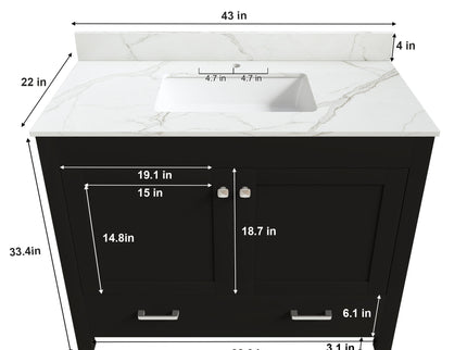 Bathroom Vanity Set, Fluted Cabinet, Soft Close Doors & Drawers - Black