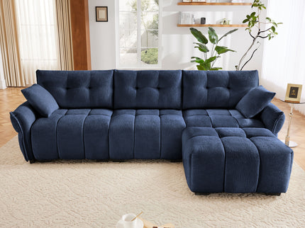 Sofa Set With Ottoman And Pillows, Textured, High Resilience Cushions