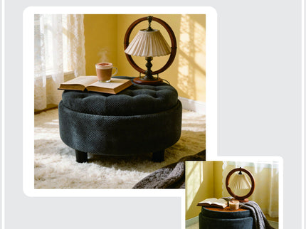 Storage Round Footstool Table Ottoman