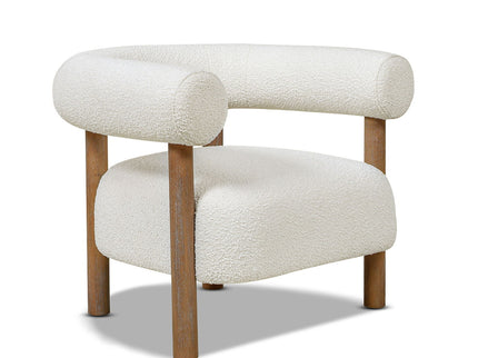 Fuji - Mid Century Modern Barrel Accent Arm Chair - Ivory White