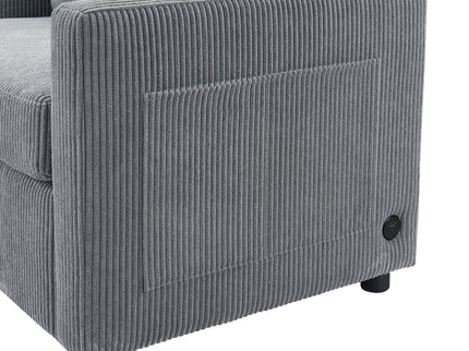 Sleeper Sofa With Foldable Mattress, USB Ports, Side Table & Storage Pocket