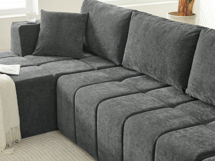 U - Shaped Sectional Sofa, Cup Holders & Side Pockets For Living Room