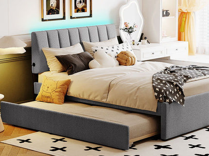 Upholstered Platform Bed With Trundle