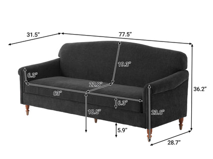 Loveseat Sofa, 2 Seater Couch With Rolled Arms