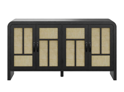 Sideboard Buffet Cabinet With 4 Doors & Adjustable Shelves - Black