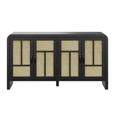 Sideboard Buffet Cabinet With 4 Doors & Adjustable Shelves - Black