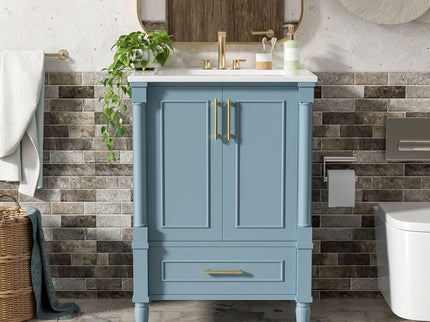Bathroom Vanity With Ornate French Cylinder Legs, Soft Close Drawer