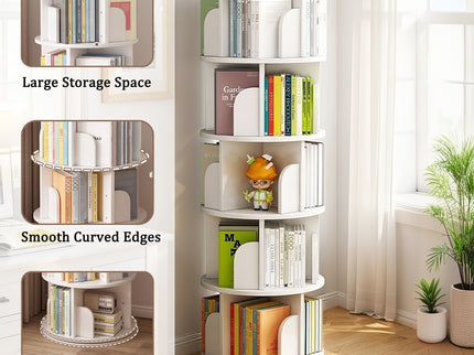 5 Tier Rotating Bookshelf, Spinning Design