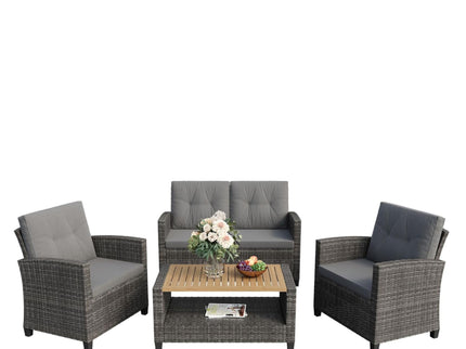 Modern All-Weather Patio Set With Cushions And Table