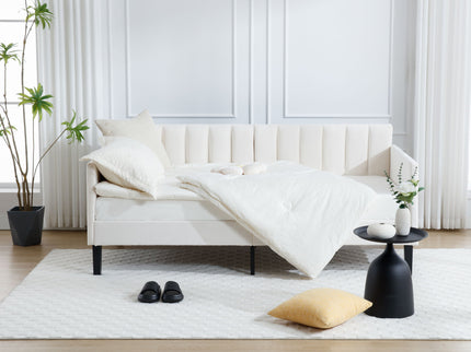 Elena - Boucle Upholstered Daybed, Ribbed Tufted Backrest