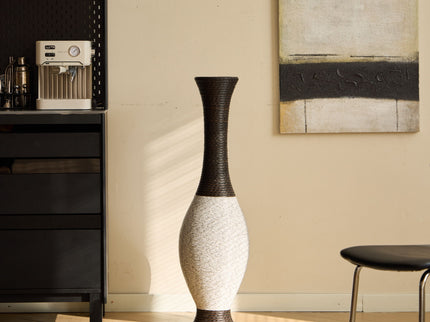 Tall Designer Floor Vase With Elegant 2 Tone