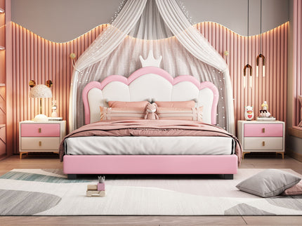 Upholstered Princess Platform Bed With Crown Headboard