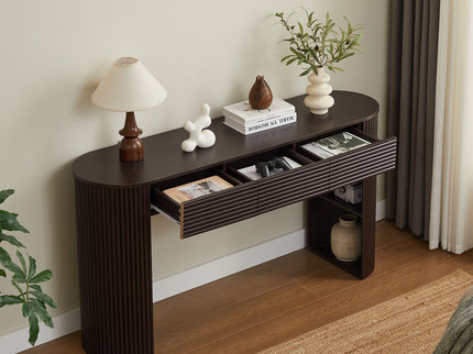 Retro Console Table With Storage, 3 Drawers