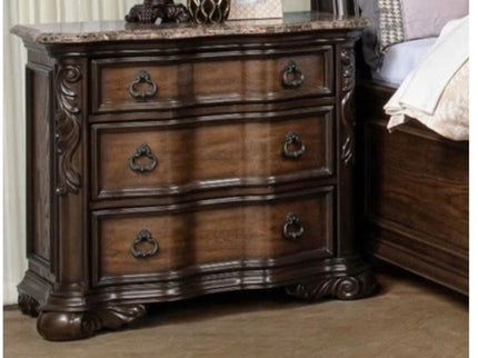 Nightstand, 3 Drawers - Brown / Coffee