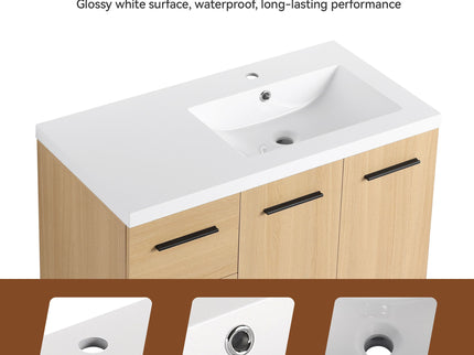 Wall Mounted Floating Bathroom Vanity With Sink, Door & Drawers Modular Cabinet