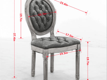 French Style Solid Wood Frame Antique Painting, Hand-Pulled Buckle Decoration Artificial Dining Chair With Nailhead Trim, Wood Legs