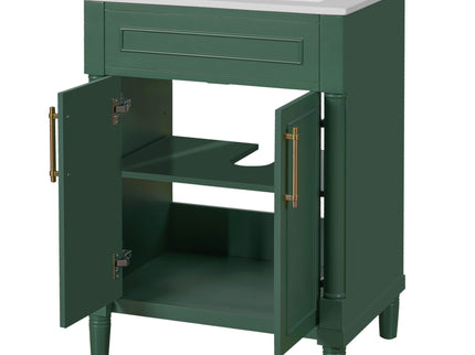 Bathroom Vanity With Integrated Sink, 2 Door Cabinet, Single Sink For Small To Medium Bathrooms