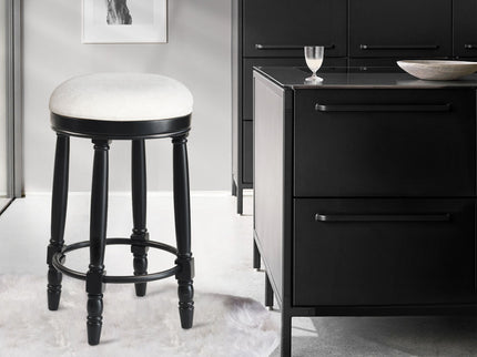 360° Swivel Wooden Barstools With Upholstered Seat, Counter Height (Set of 2)