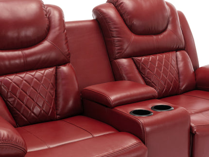 Home Theater Seating Manual Recliner Loveseat With Hide-Away Storage, Cup Holders And Led Light Strip For Living Room
