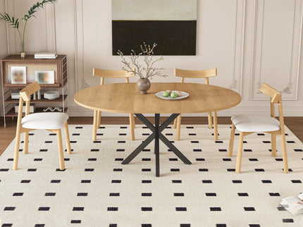 Modern Extendable Round Dining Table Set, Table With Chairs