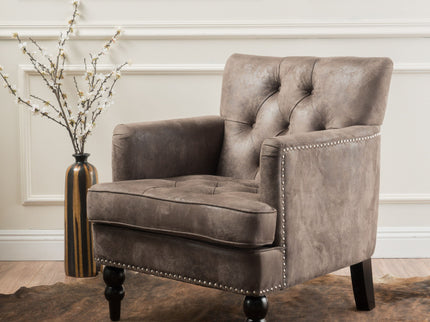Vitality - Club Chair With Button Tufted Diamond Stitching And Turned Legs