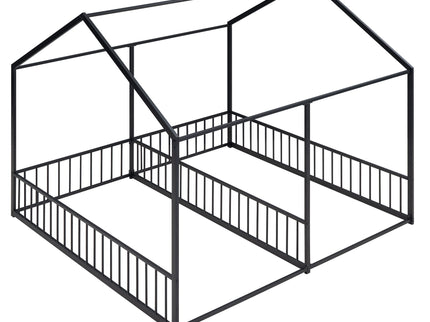 House Platform Beds, 2 Shared Beds, Metal Frame With Guardrails