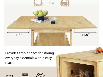 5 Piece Extendable Wood Square Dining Table Set With 2 Drop Leaves